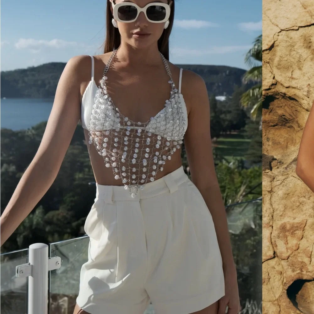Meshki Gretchen Pearl shell Halter top - Picture 2 of 8